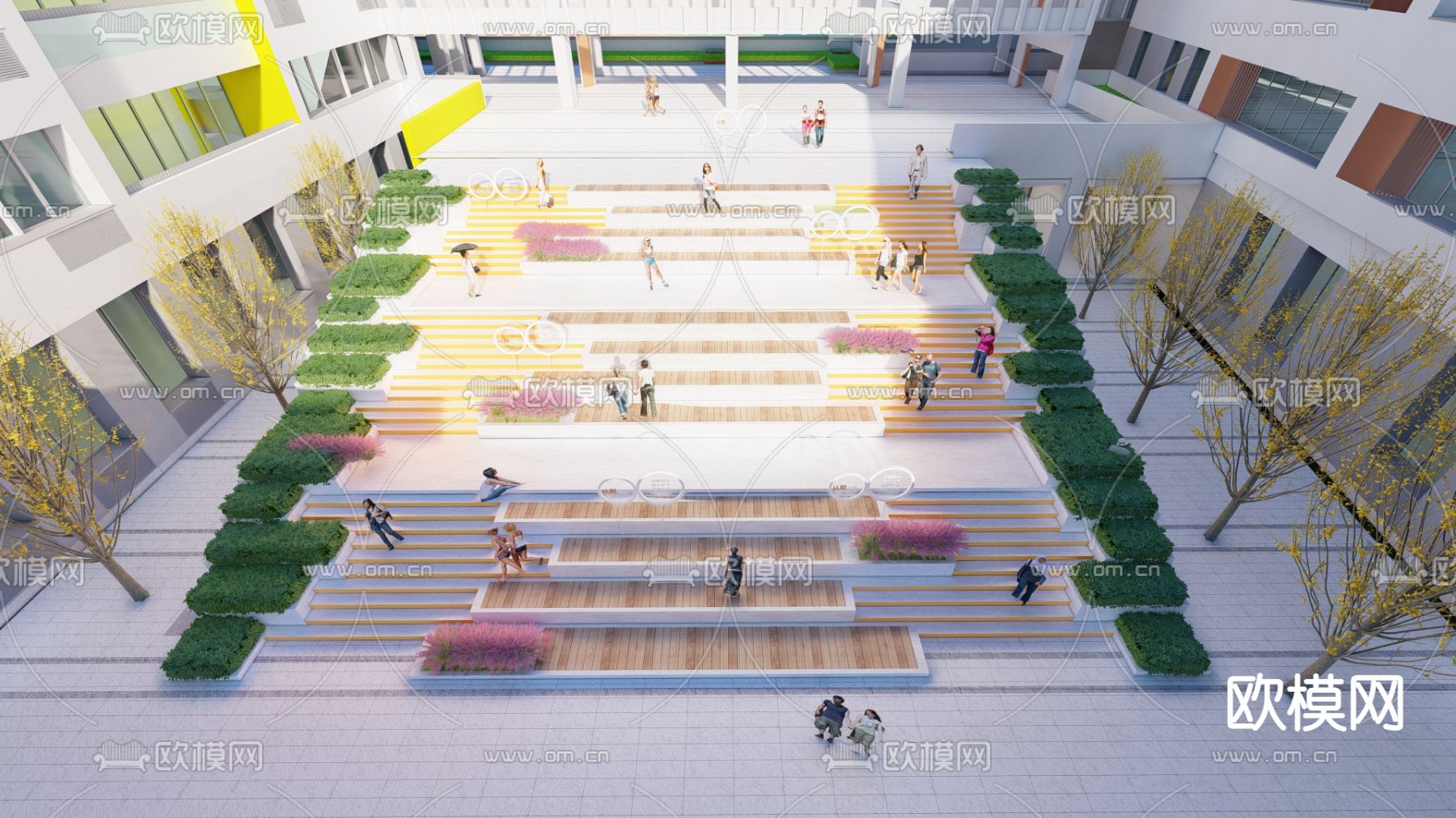 现代台阶高差景观小品su模型