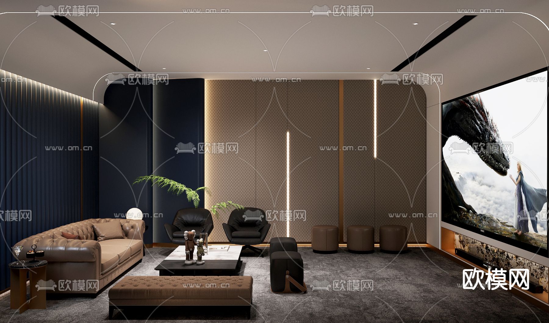 家庭影院 视听室3d模型下载