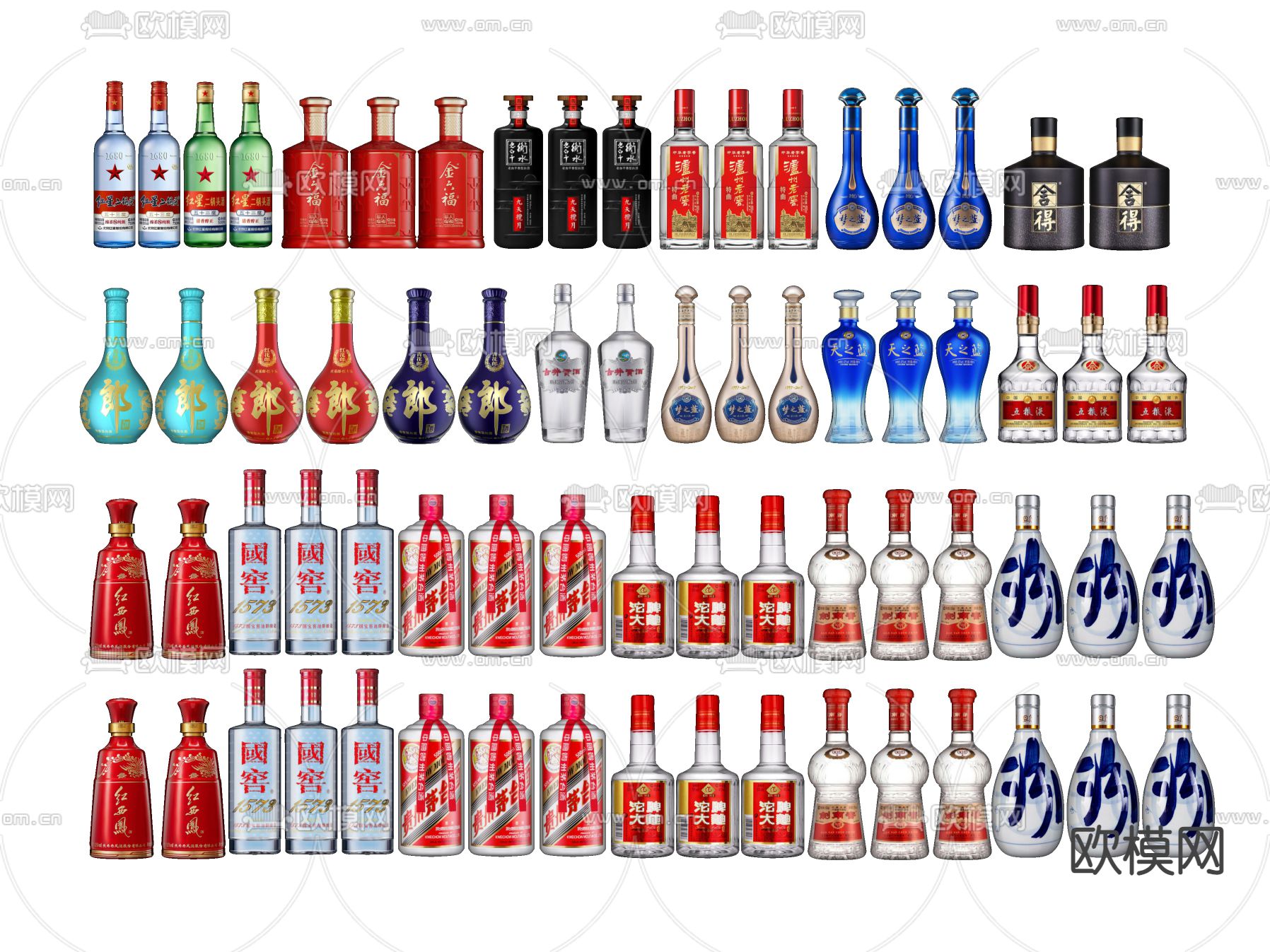 酒瓶 酒坛 酒罐 白酒su模型下载（渲染图2）