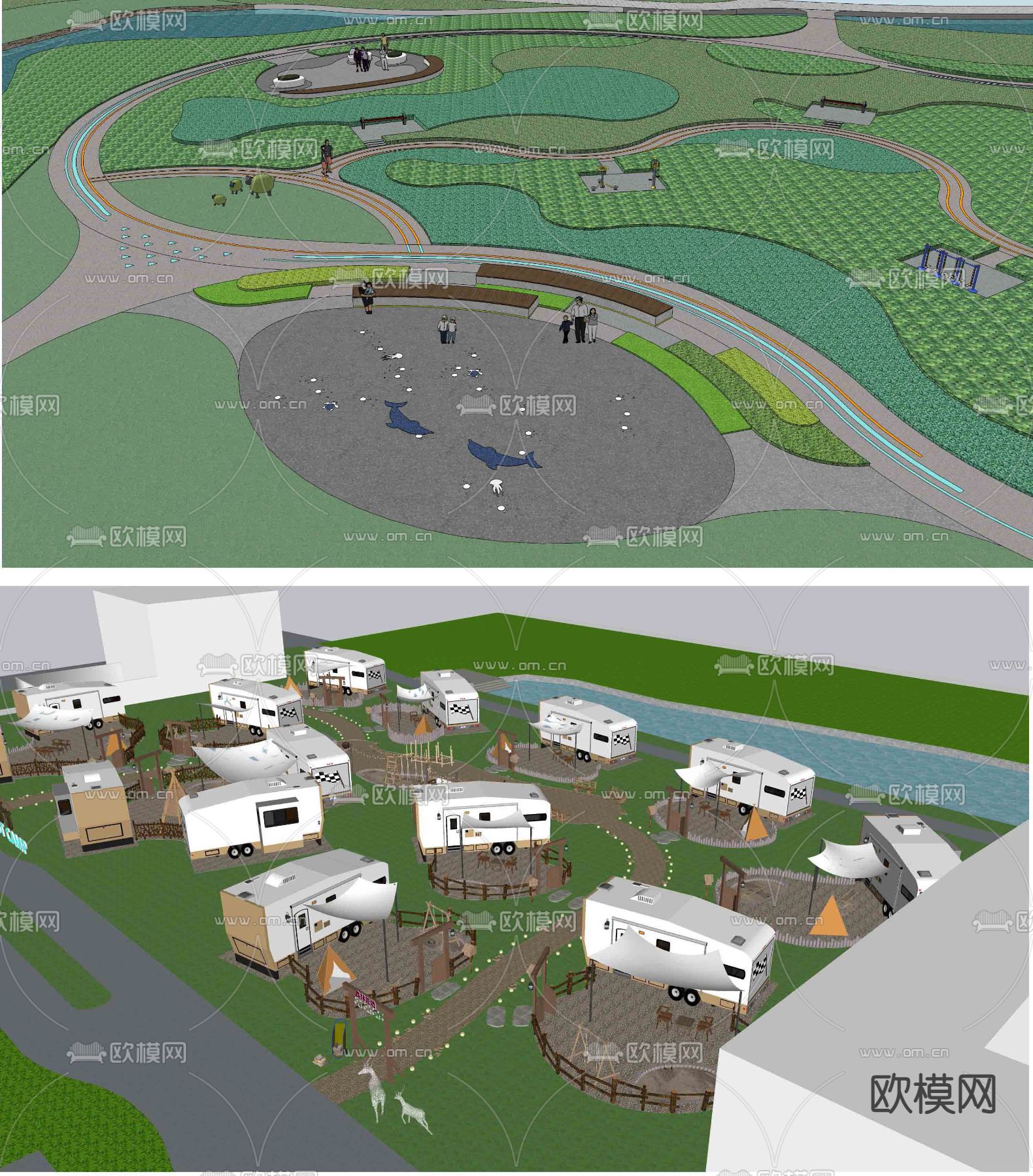 公园景观 广场景观su模型下载