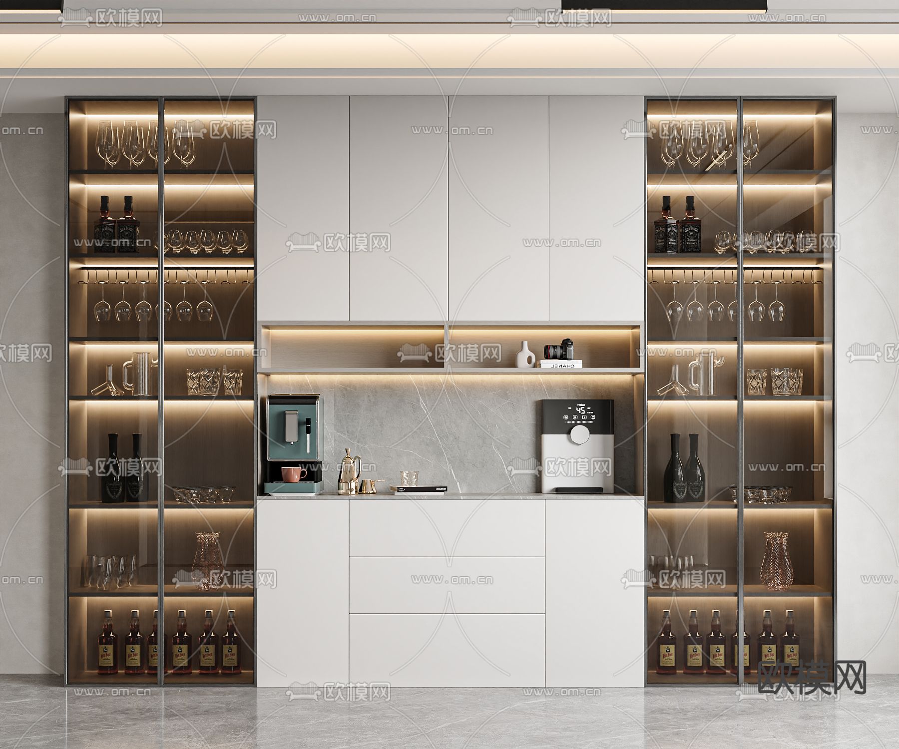 现代酒柜3d模型下载