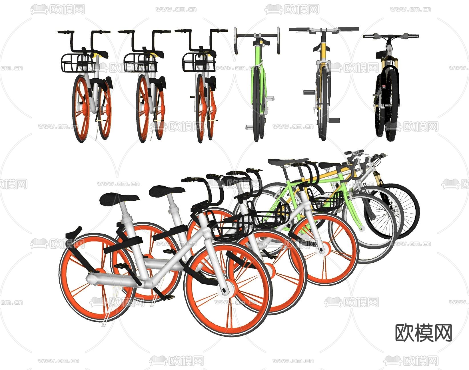 自行车 共享单车su模型下载（渲染图2）