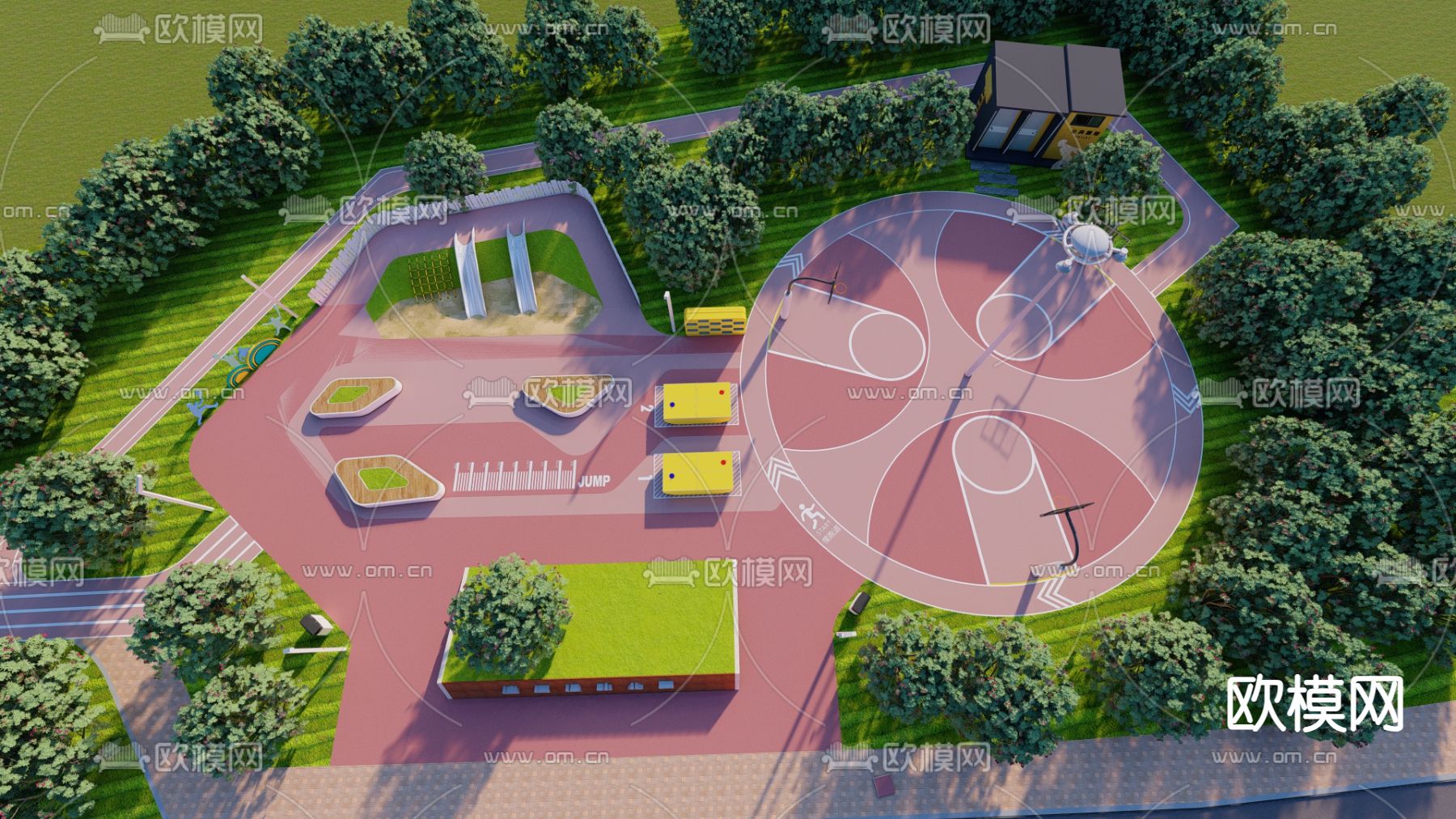 运动公园景观su模型
