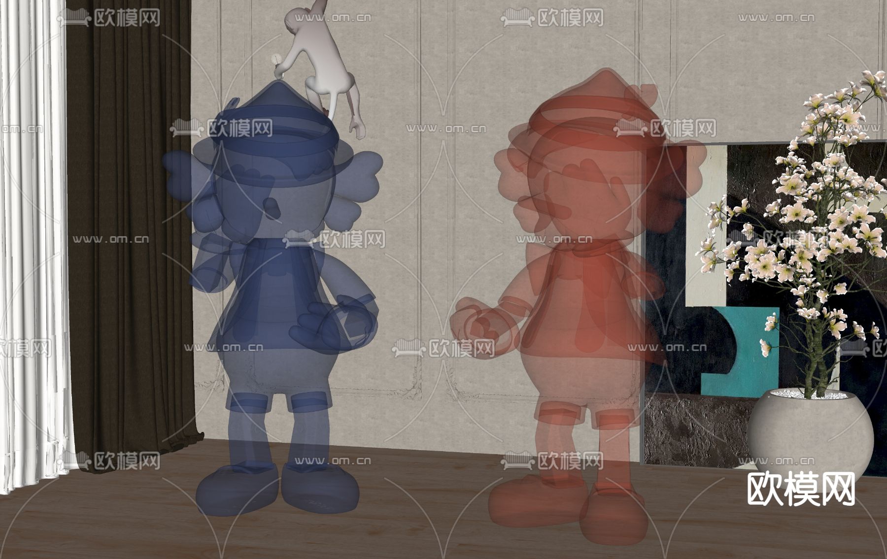 潮玩 雕塑 摆件su模型下载（渲染图2）