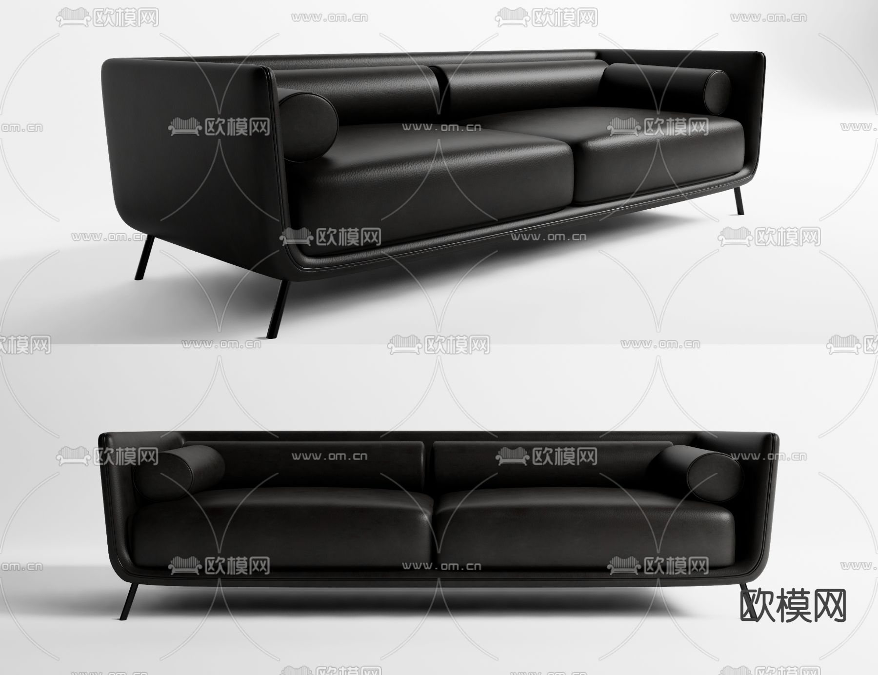现代双人沙发su模型下载（渲染图1）