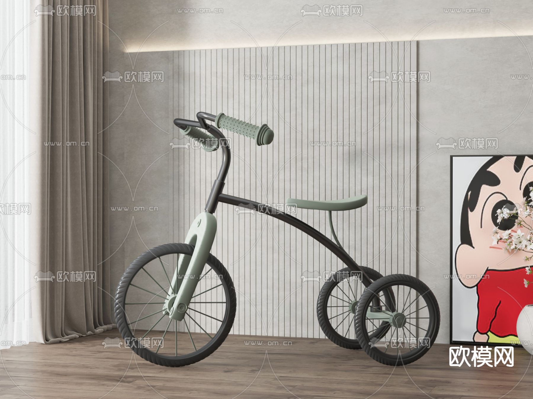 儿童自行车su模型下载（渲染图1）