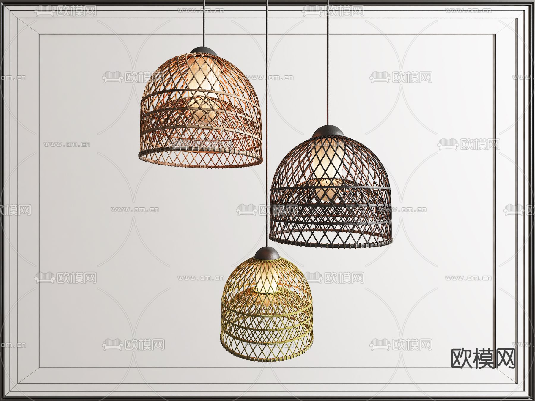 东南亚吊灯 编织吊灯3d模型下载