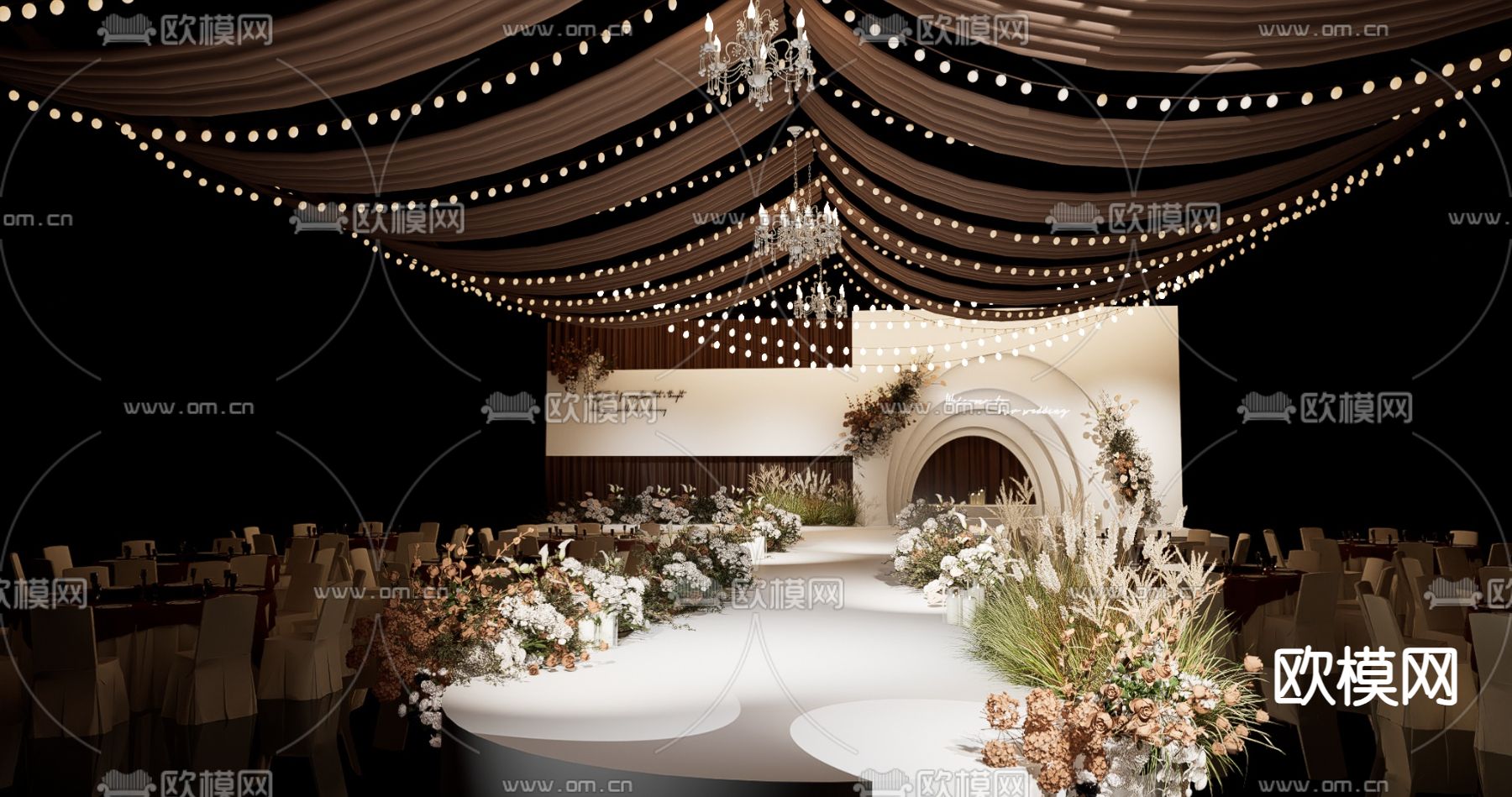 欧式宴会厅su模型下载（渲染图1）
