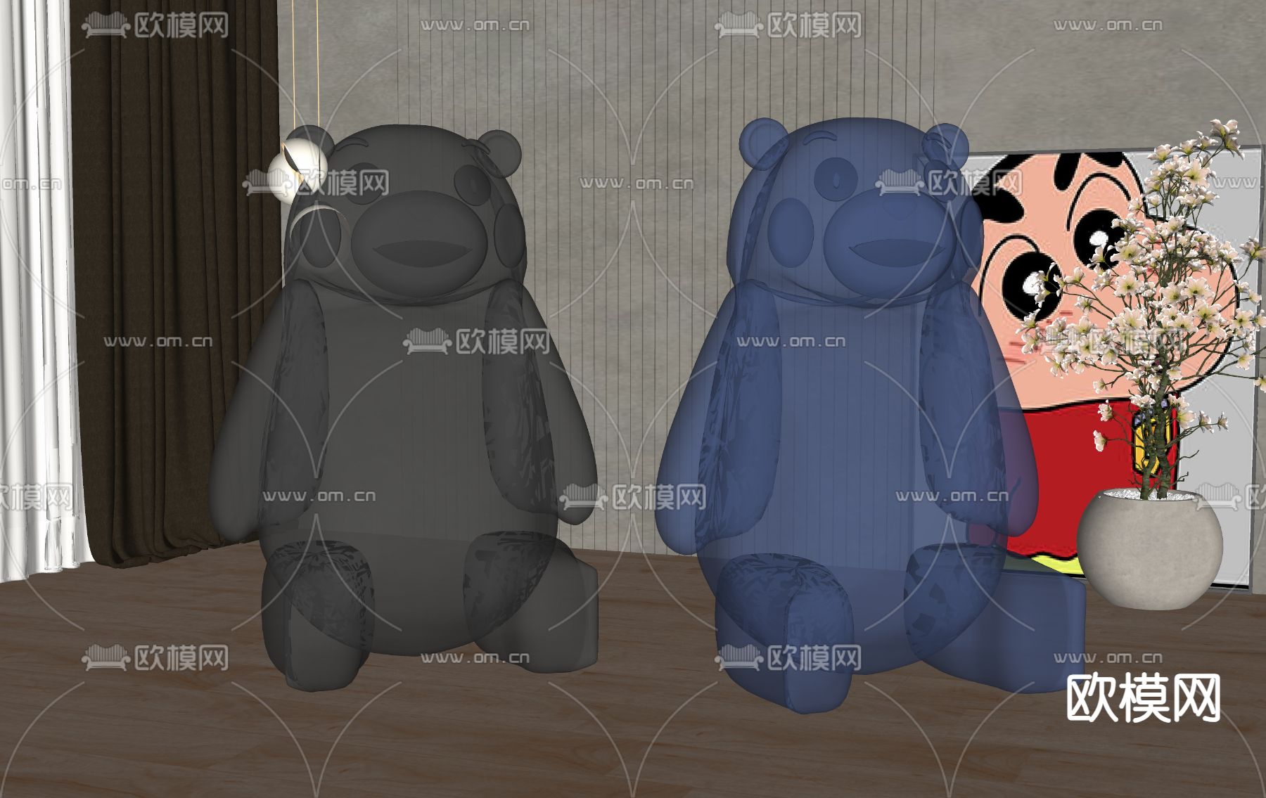 潮玩 雕塑 摆件su模型下载（渲染图2）