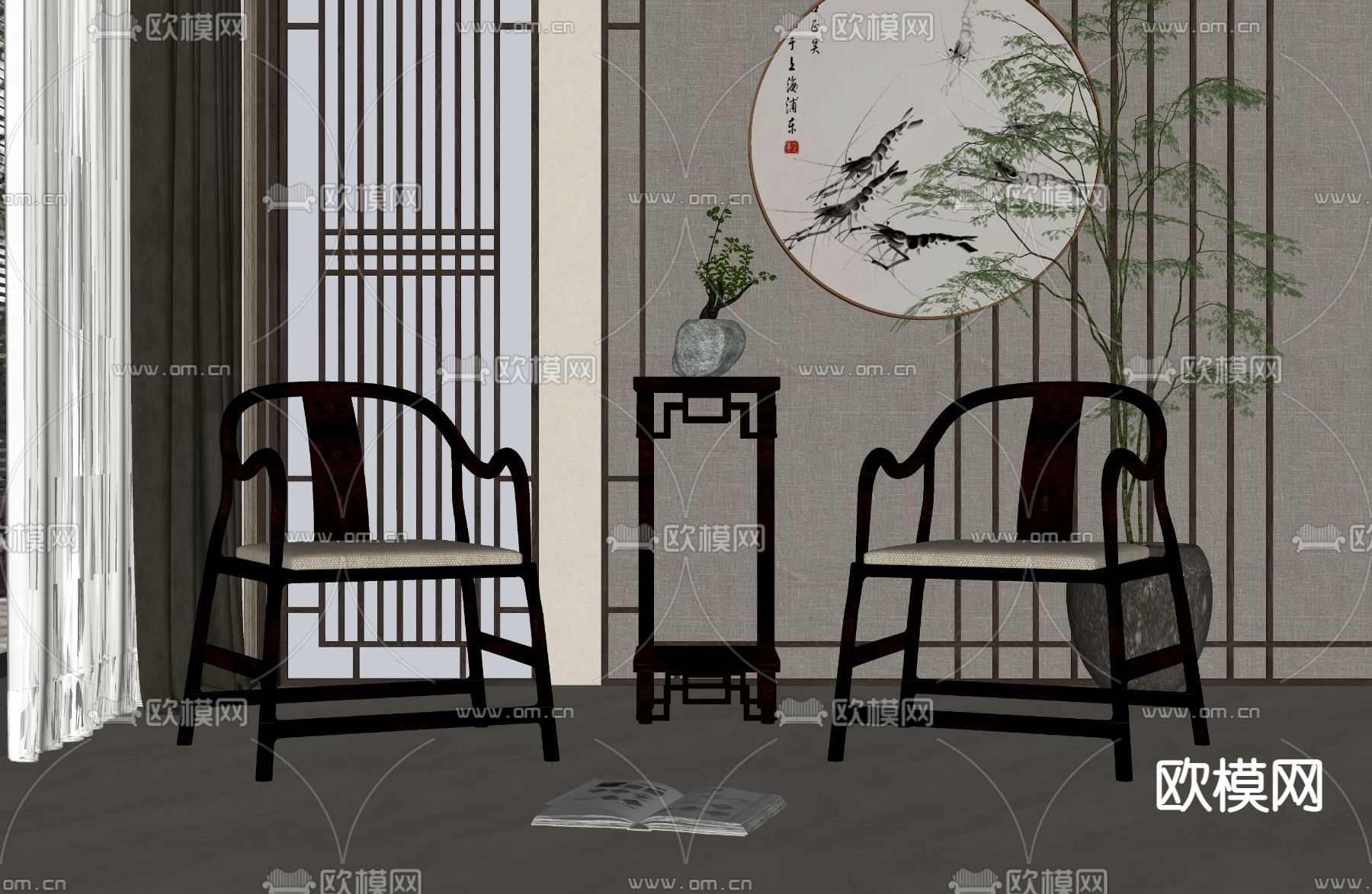 休闲椅su模型下载（渲染图2）