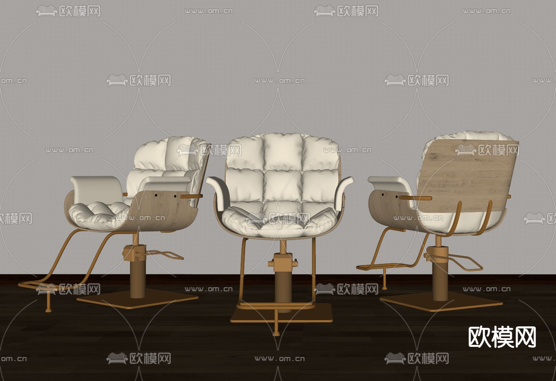 理发椅su模型下载（渲染图2）
