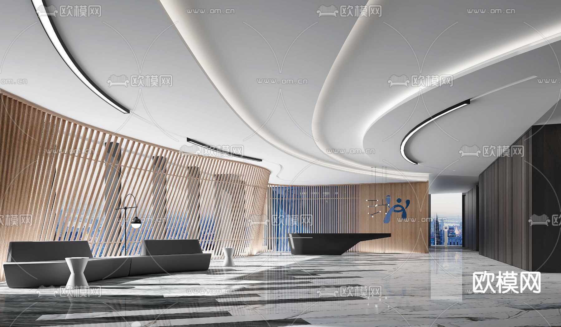 办公室前台 接待3d模型下载