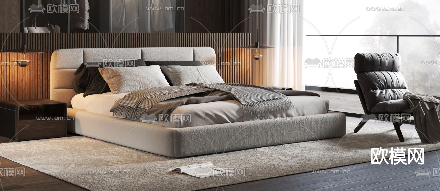 Minotti 双人床3d模型下载（渲染图2）