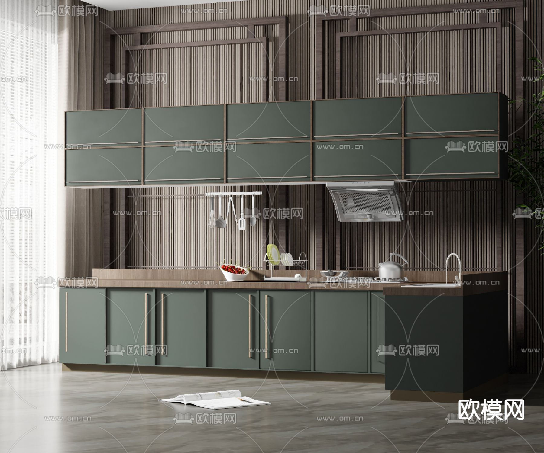 现代橱柜su模型下载（渲染图1）