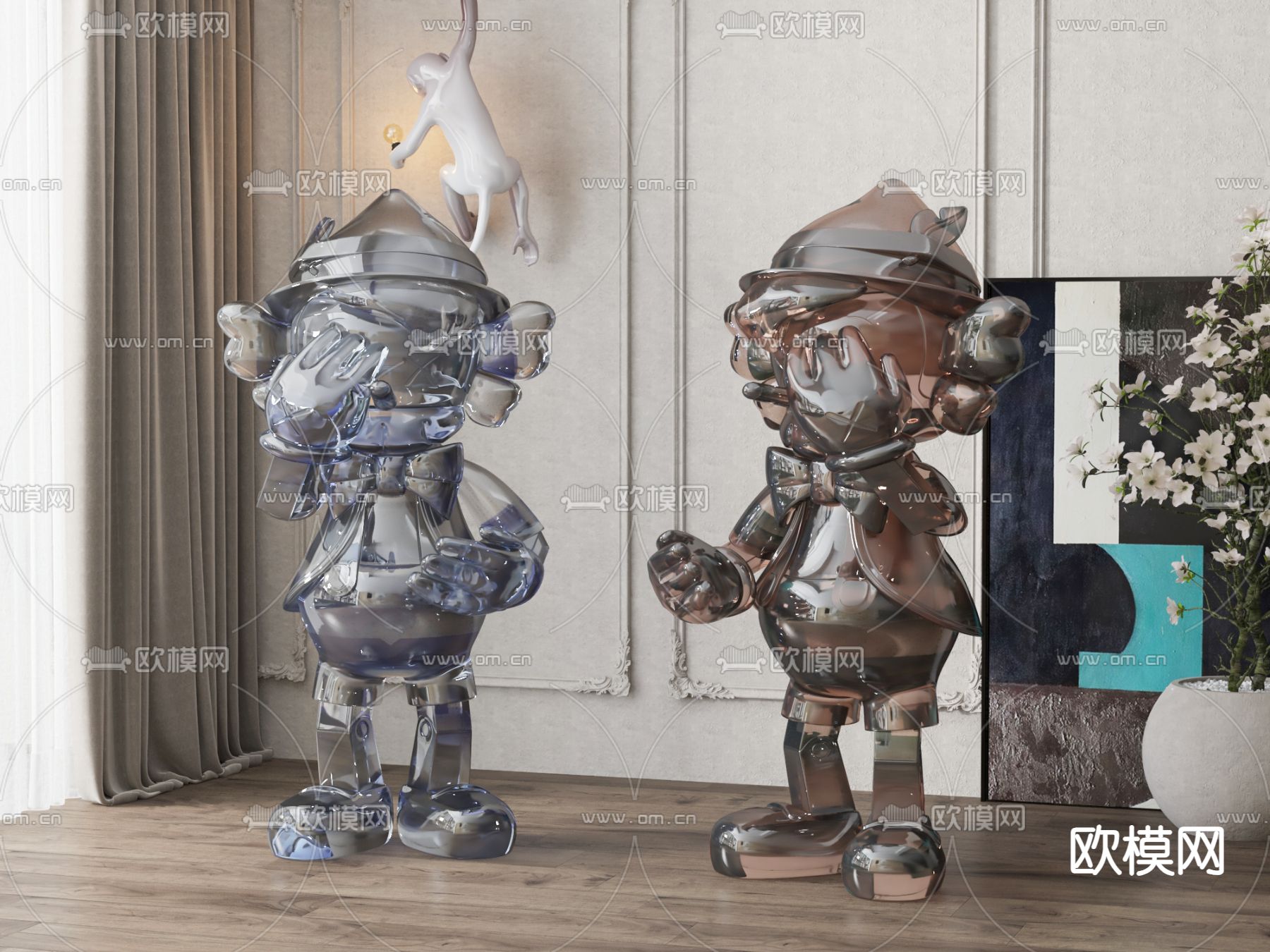 潮玩 雕塑 摆件su模型下载（渲染图1）