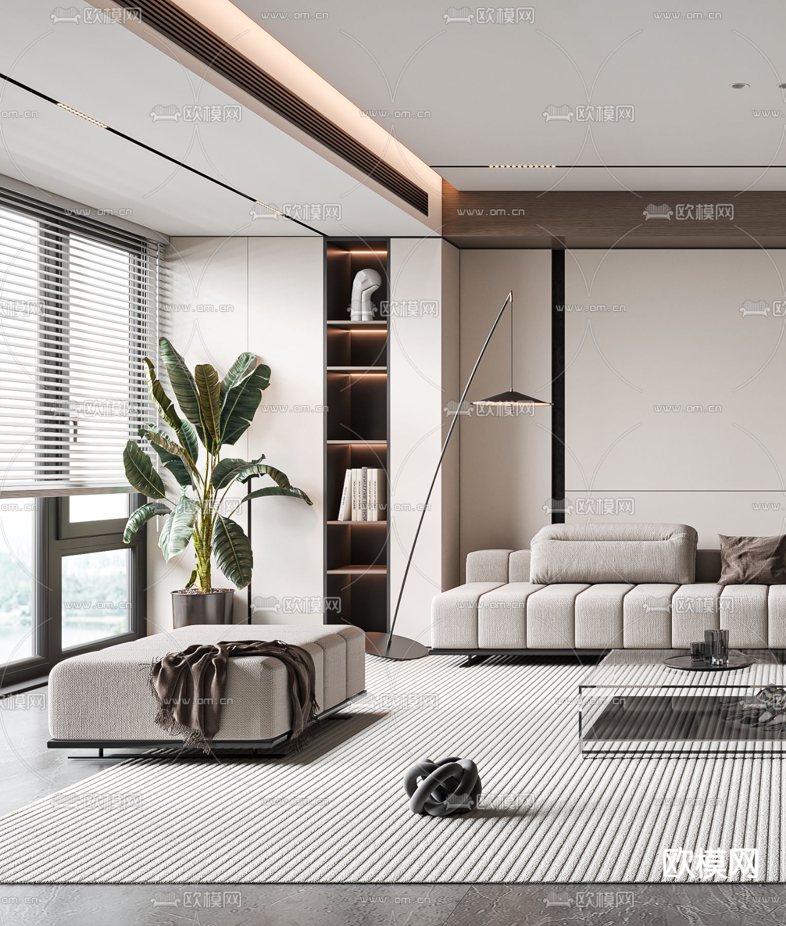 现代客厅3d模型下载（渲染图2）
