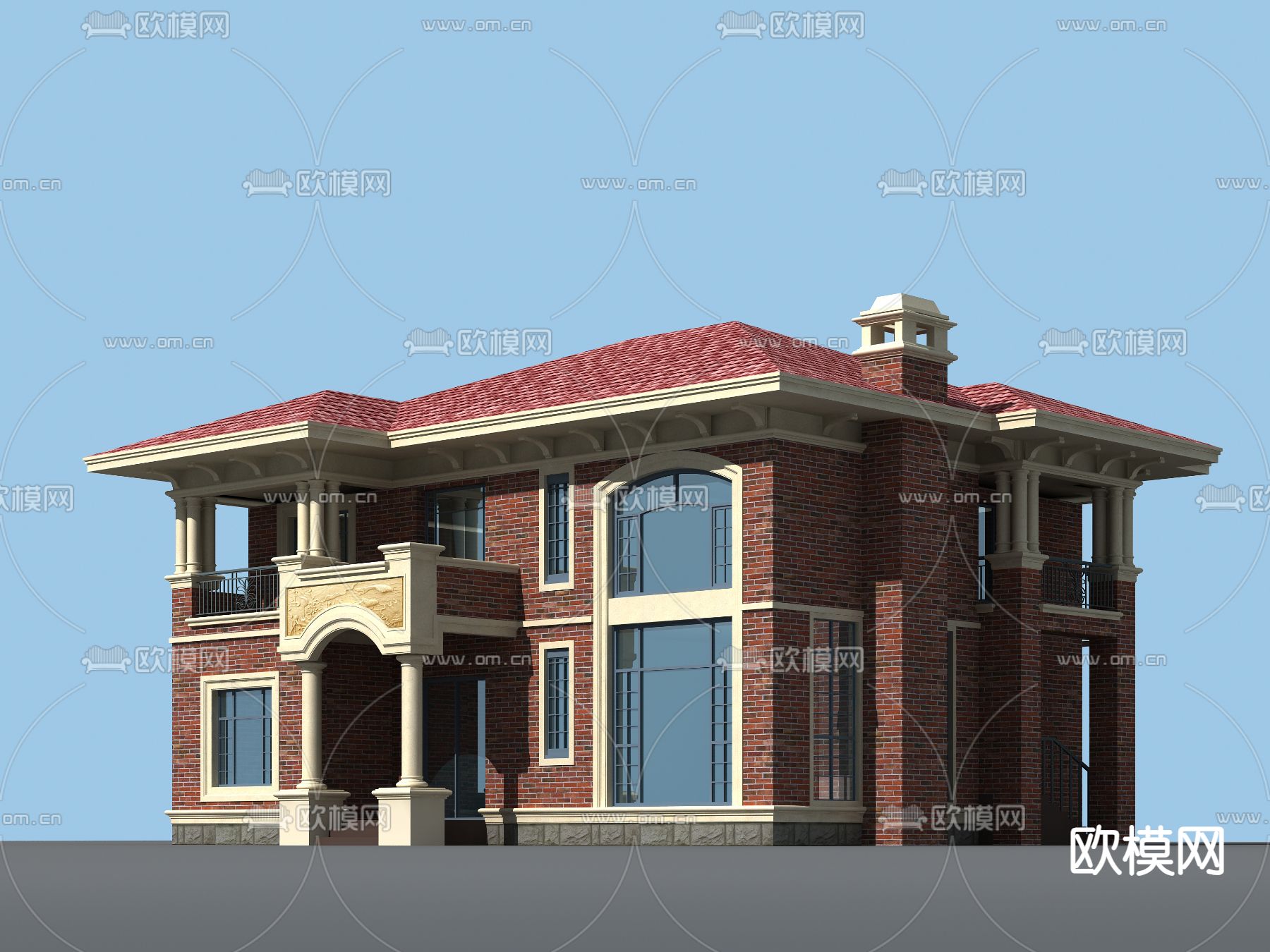 简欧别墅外观3d模型下载