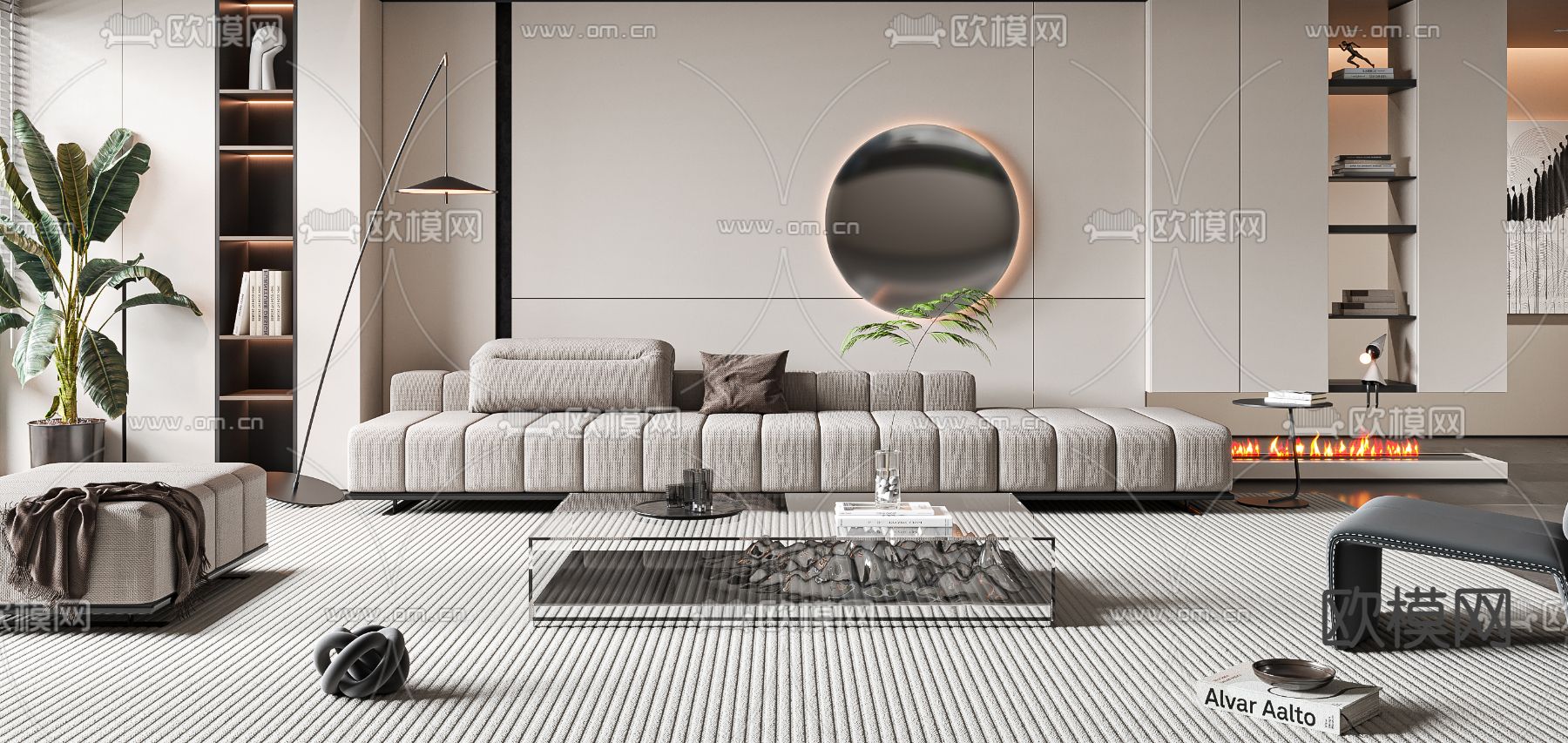 现代客厅3d模型下载（渲染图4）