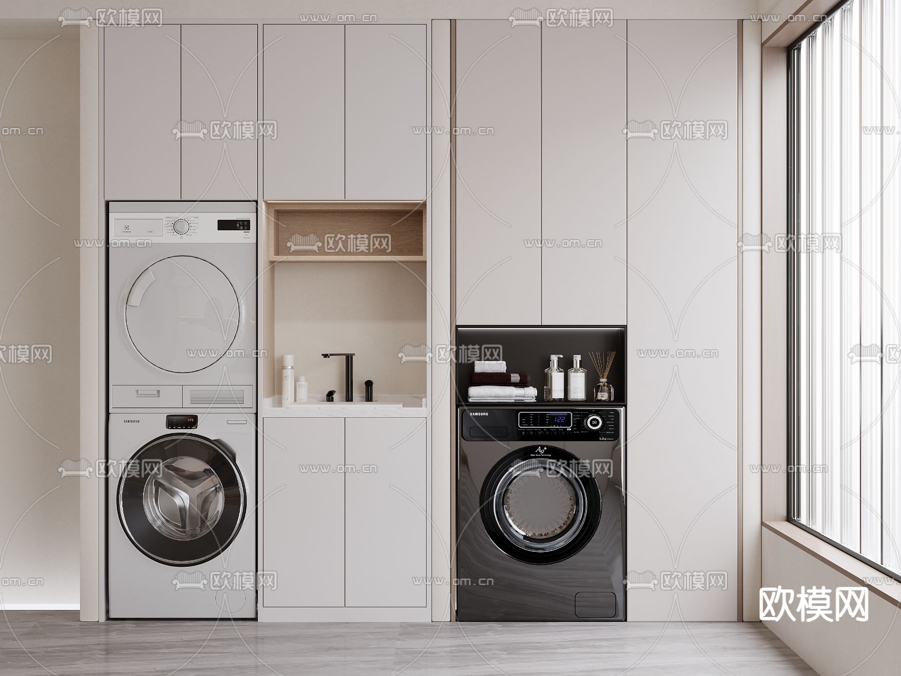 洗衣机柜 阳台柜3d模型下载