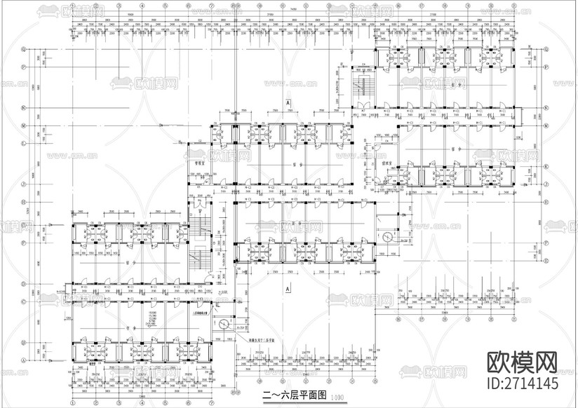 学院宿舍楼建筑CAD施工图下载(渲染图2)