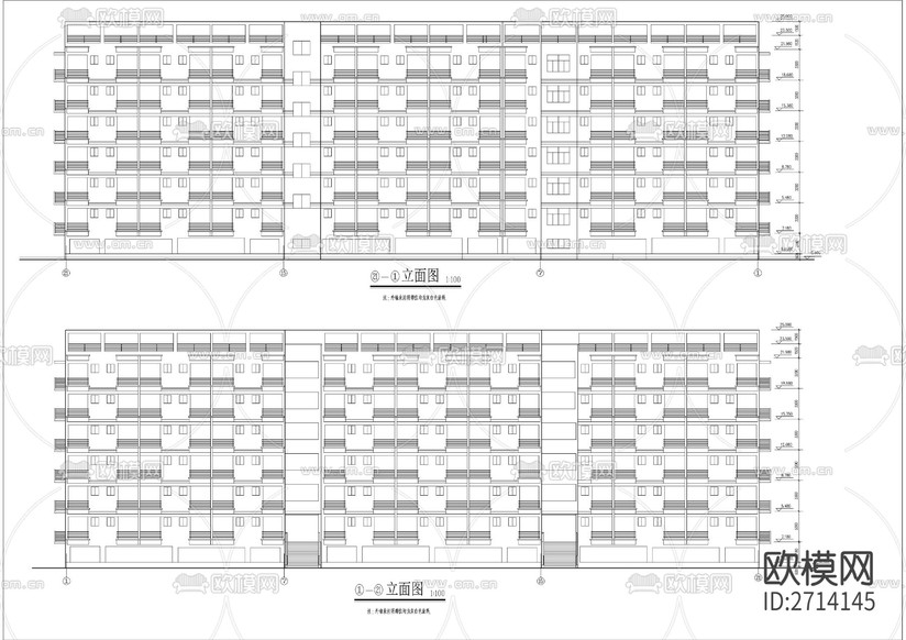 学院宿舍楼建筑CAD施工图下载(渲染图6)