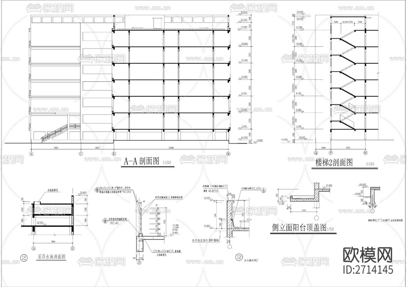 学院宿舍楼建筑CAD施工图下载(渲染图7)