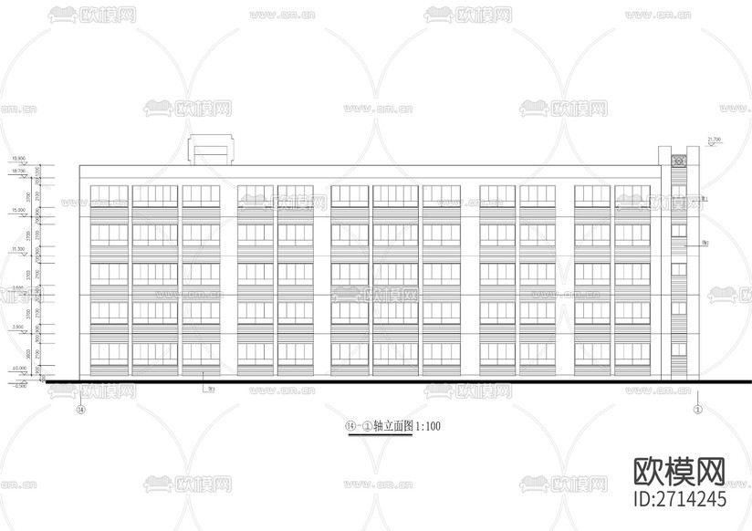 五層中學(xué)教學(xué)實驗樓建筑CAD施工圖下載(渲染圖5)