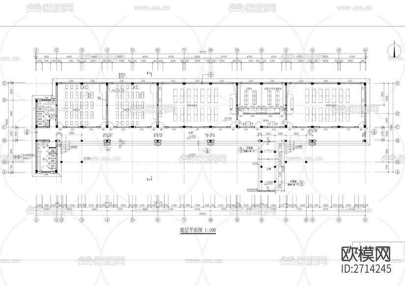 五層中學(xué)教學(xué)實驗樓建筑CAD施工圖下載(渲染圖2)