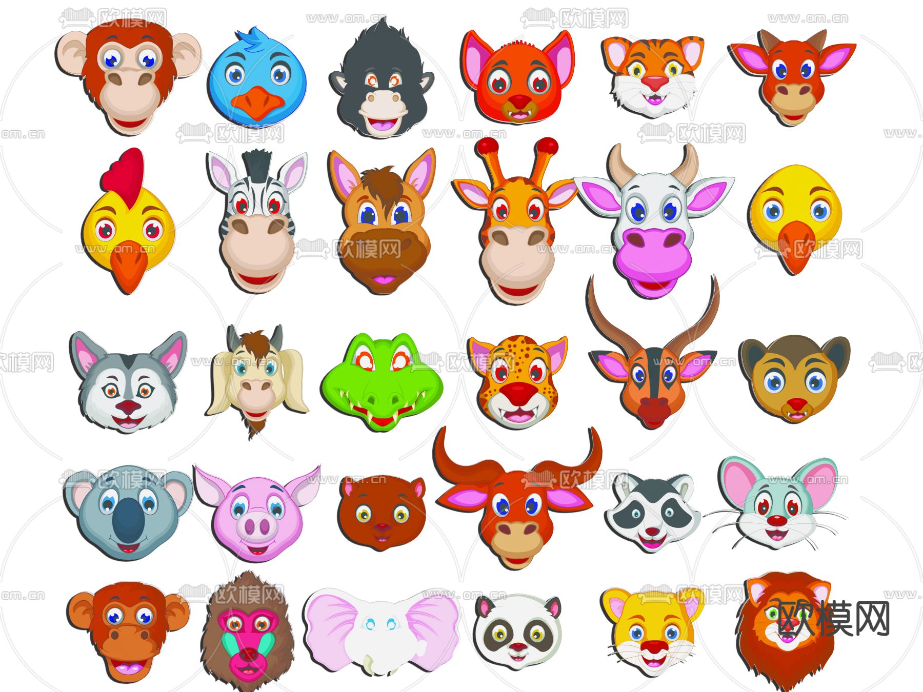 动物剪影 小动物墙饰 卡通图标3d模型下载