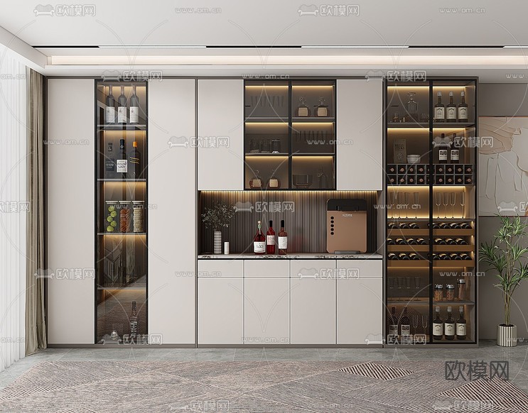 轻奢酒柜 餐边柜3d模型下载