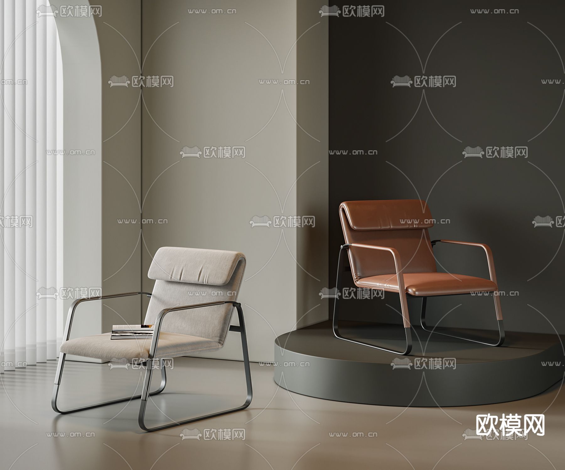 皮革椅子 休闲椅3d模型下载