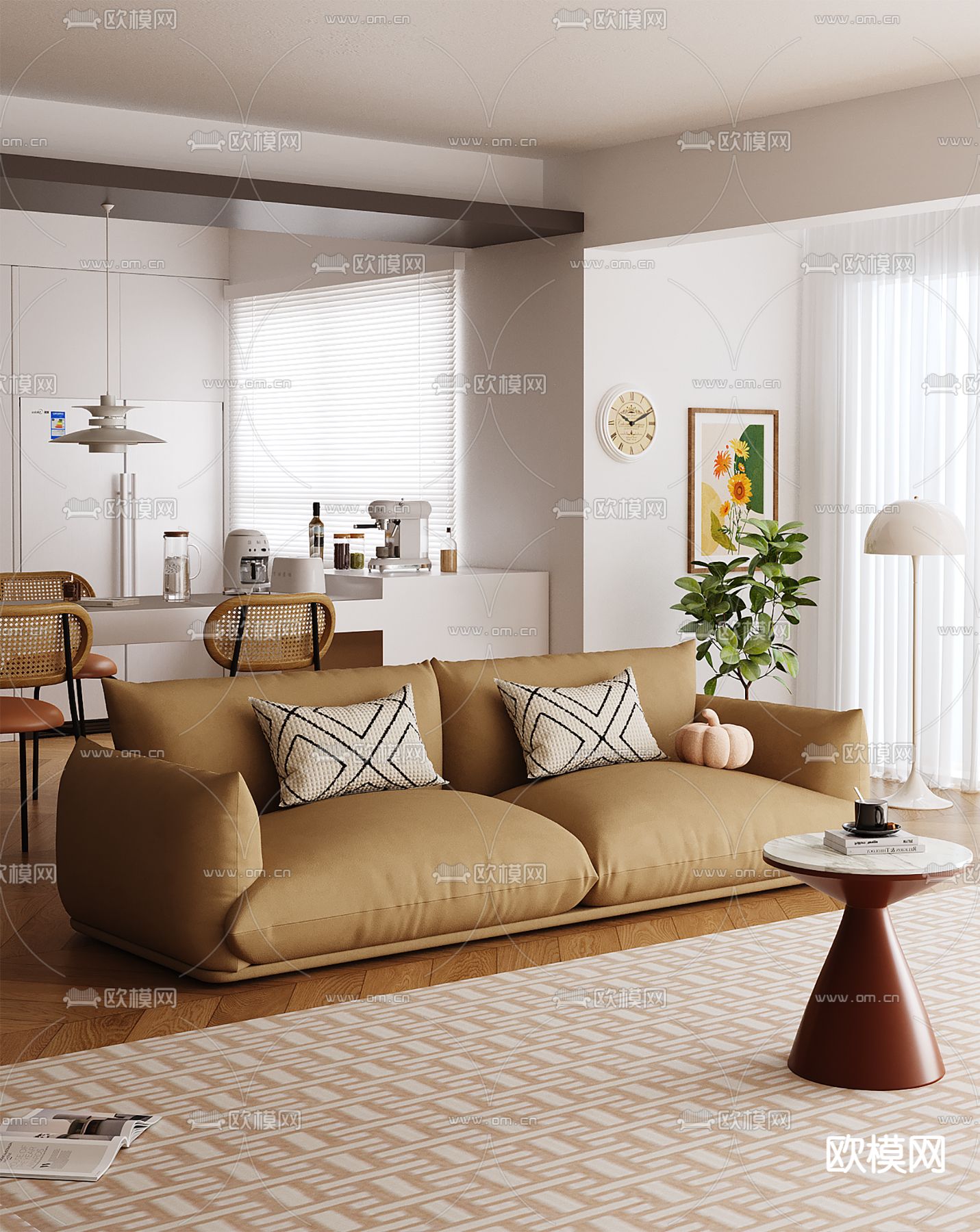 北欧客厅su模型下载（渲染图1）