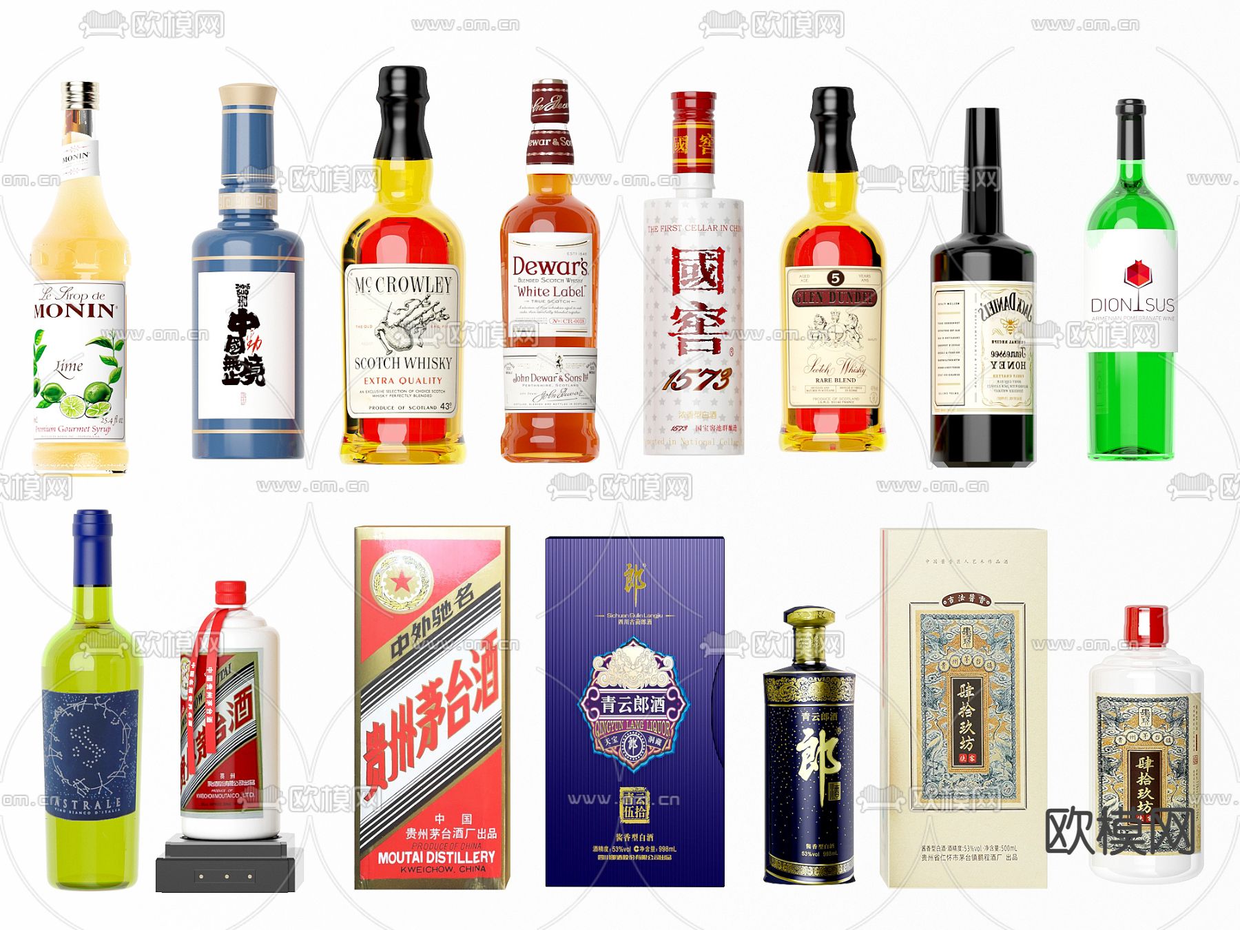 葡萄酒 红酒 香槟su模型下载（渲染图1）