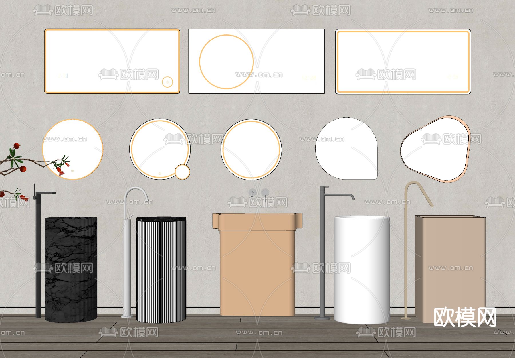 现代洗手台su模型下载（渲染图2）