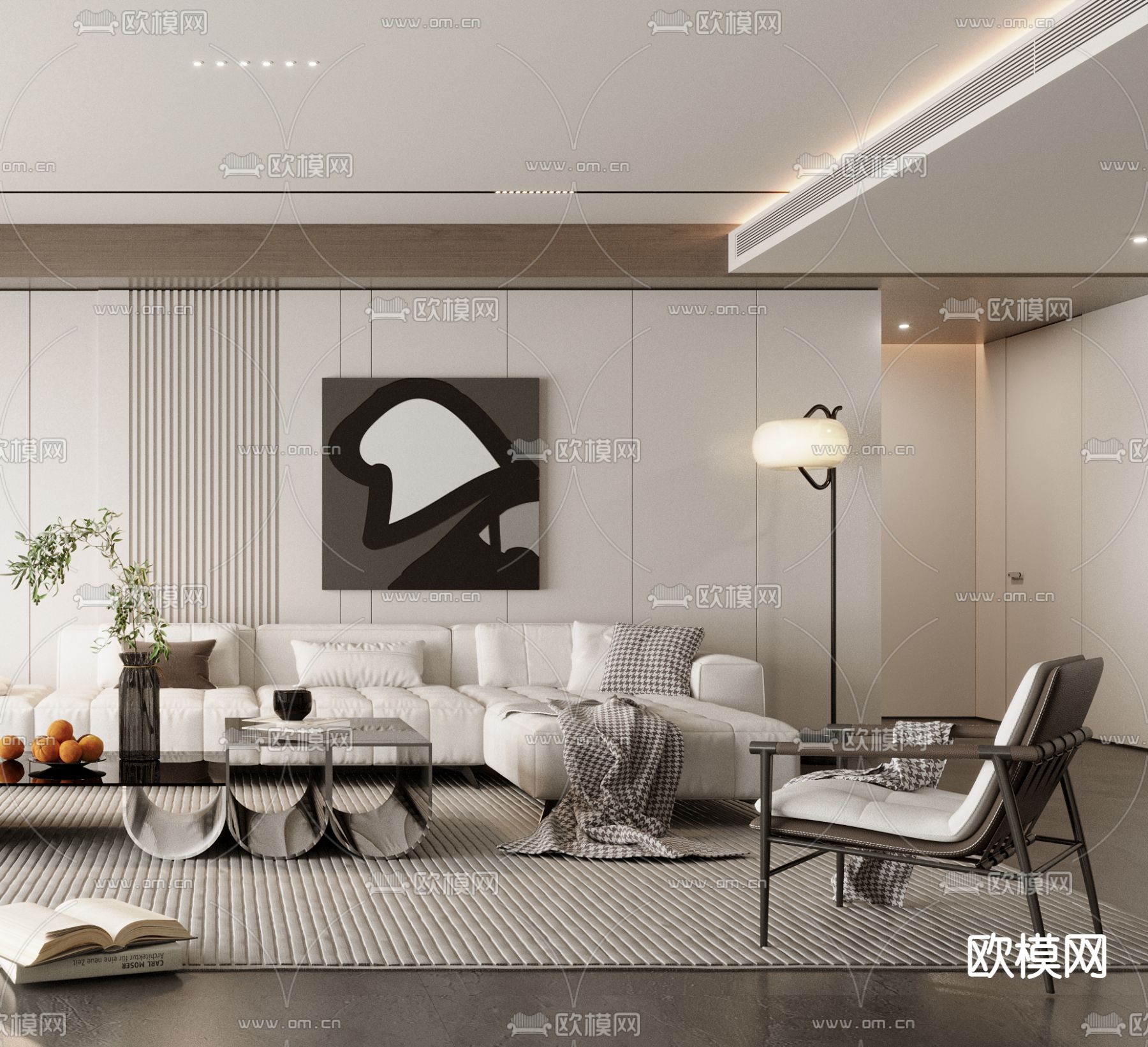 现代客厅3d模型下载（渲染图2）