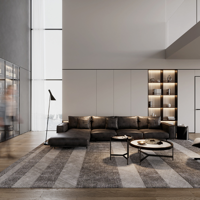  现代别墅客厅su模型 