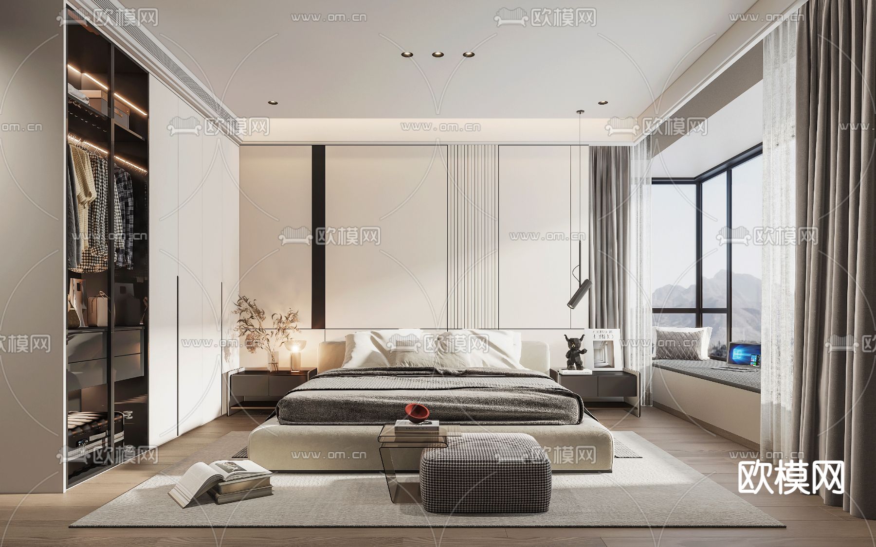 现代卧室 主人房3d模型下载