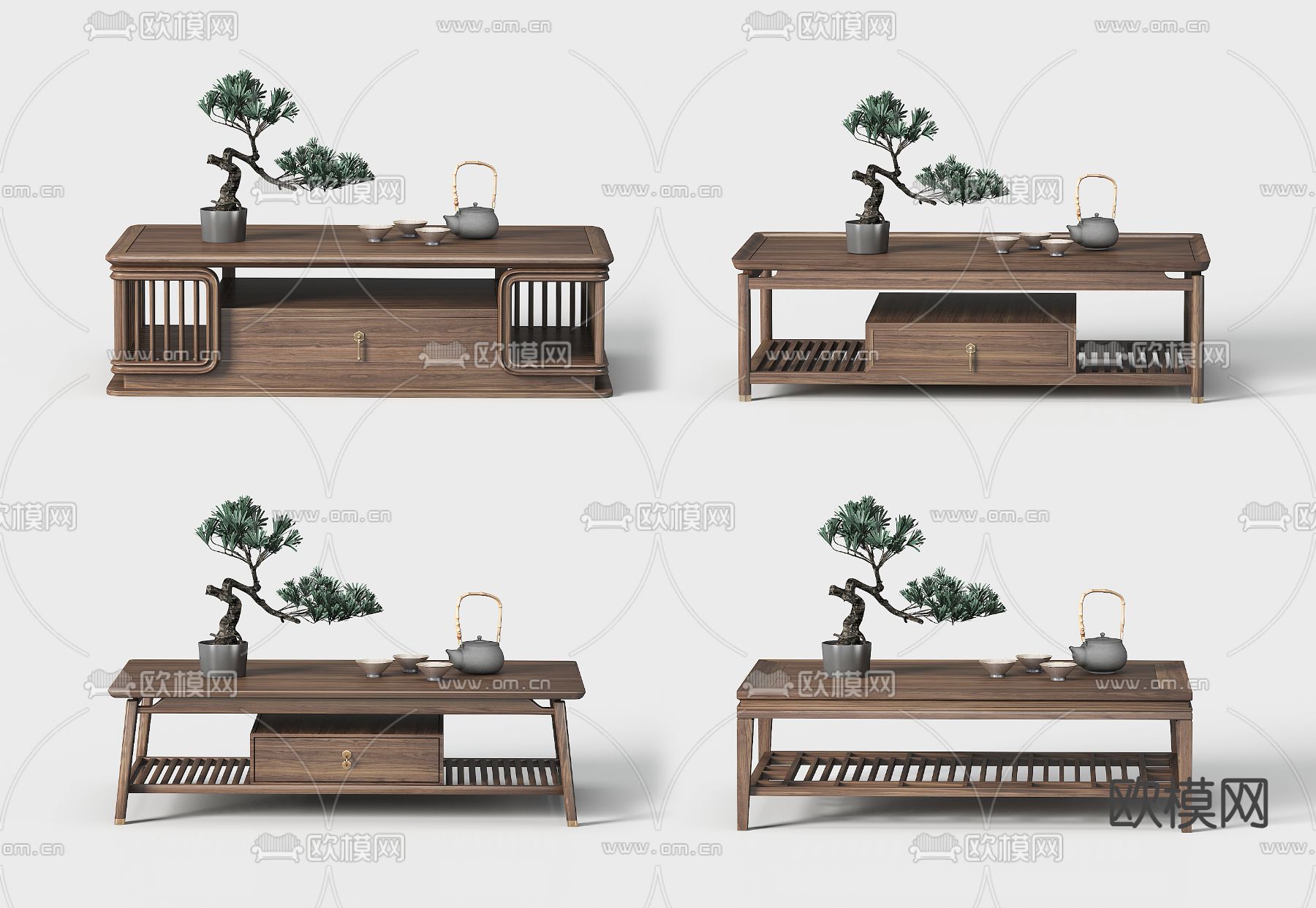 新中式茶几3d模型下载