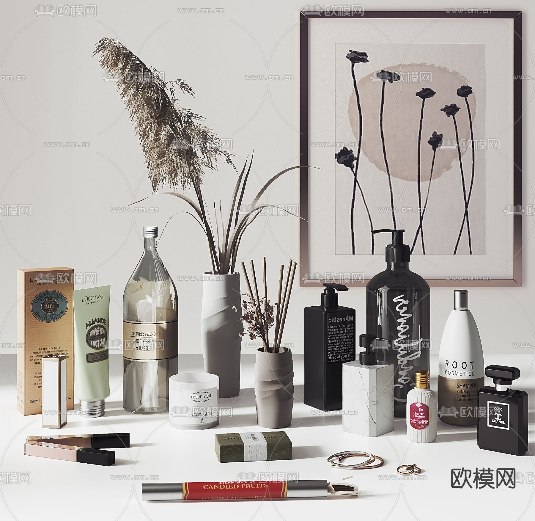 洗浴摆件 香薰 护肤品 洗刷用品3d模型下载
