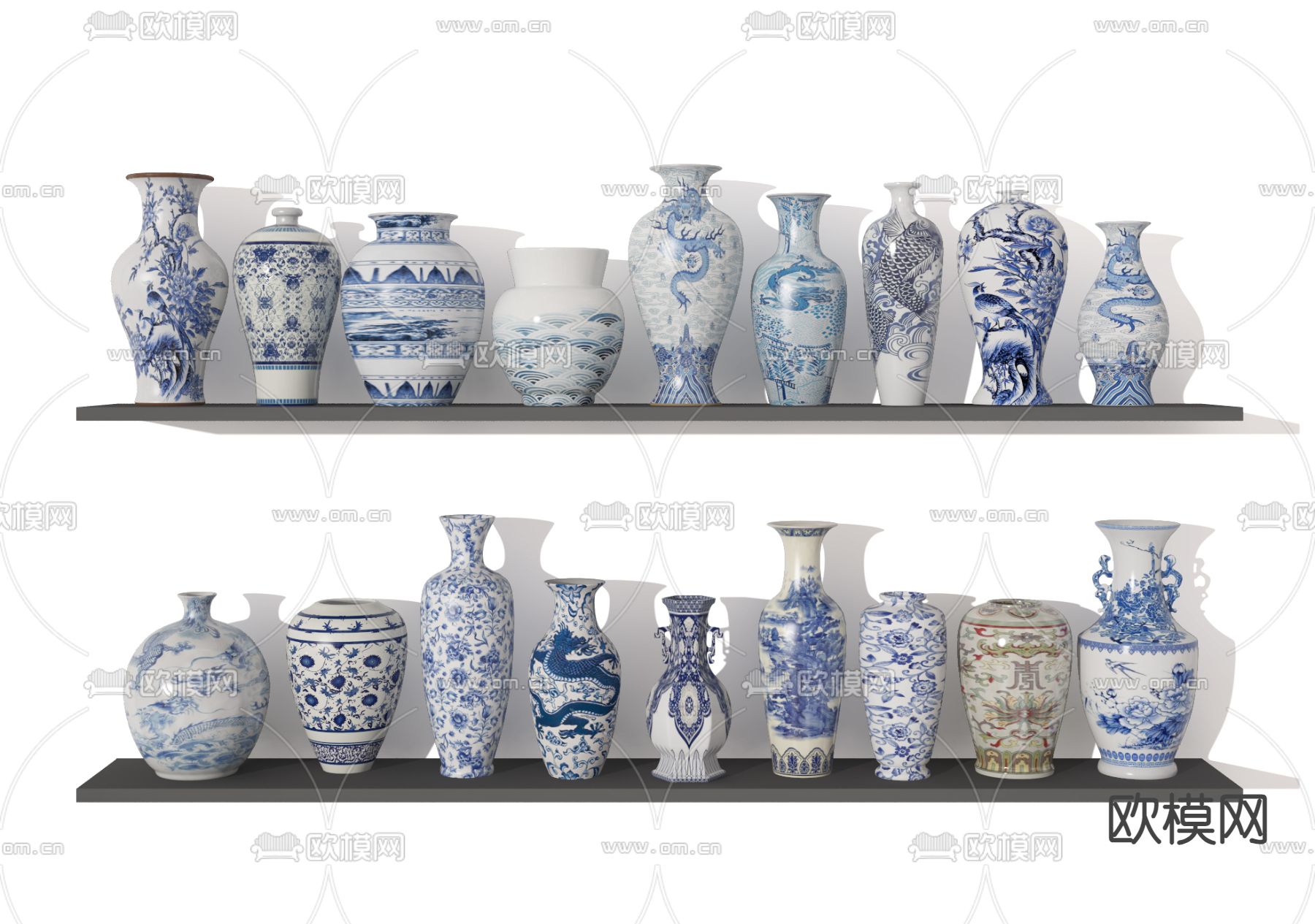 青花瓷 瓷器 陶器3d模型下载