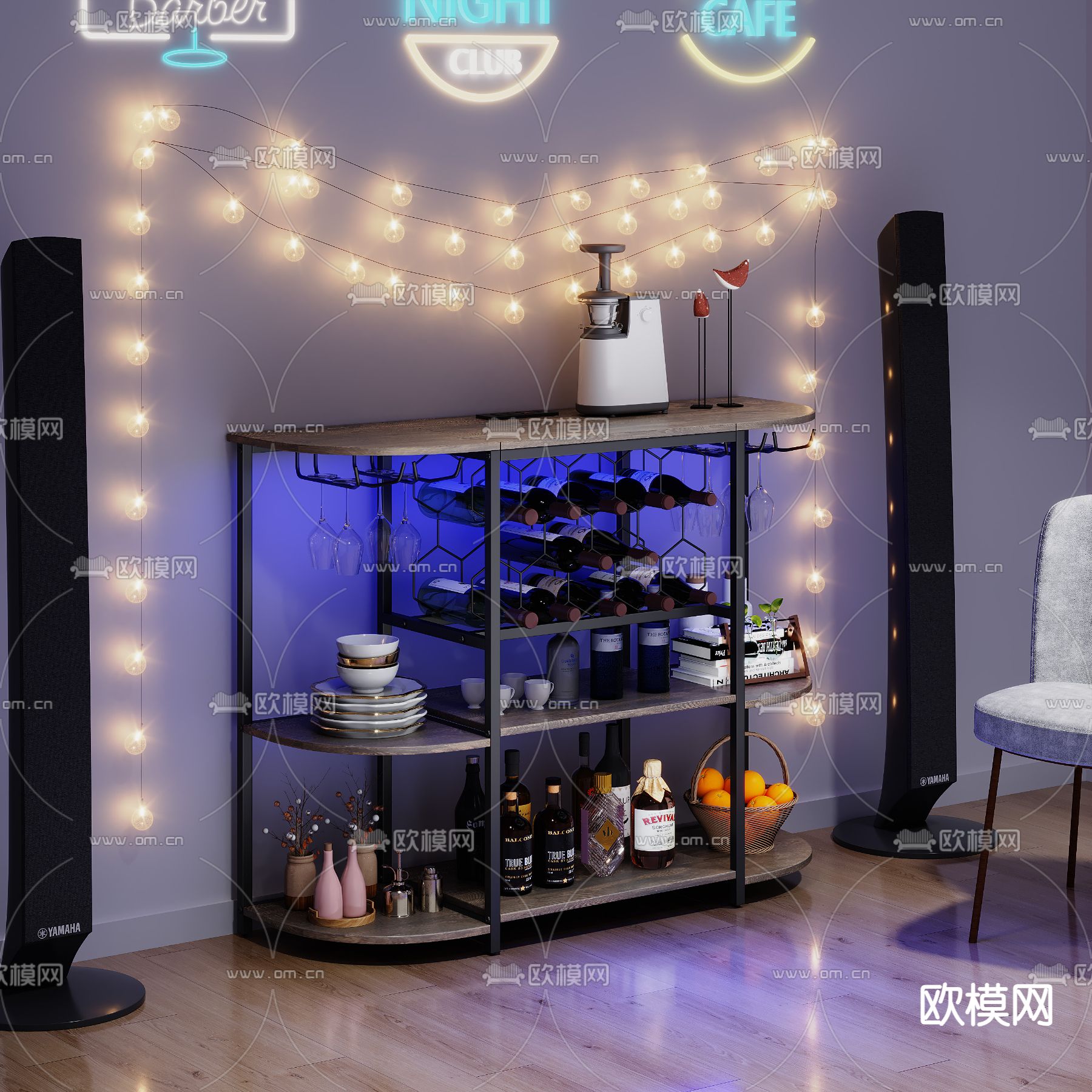 酒架 置物架3d模型下载（渲染图2）