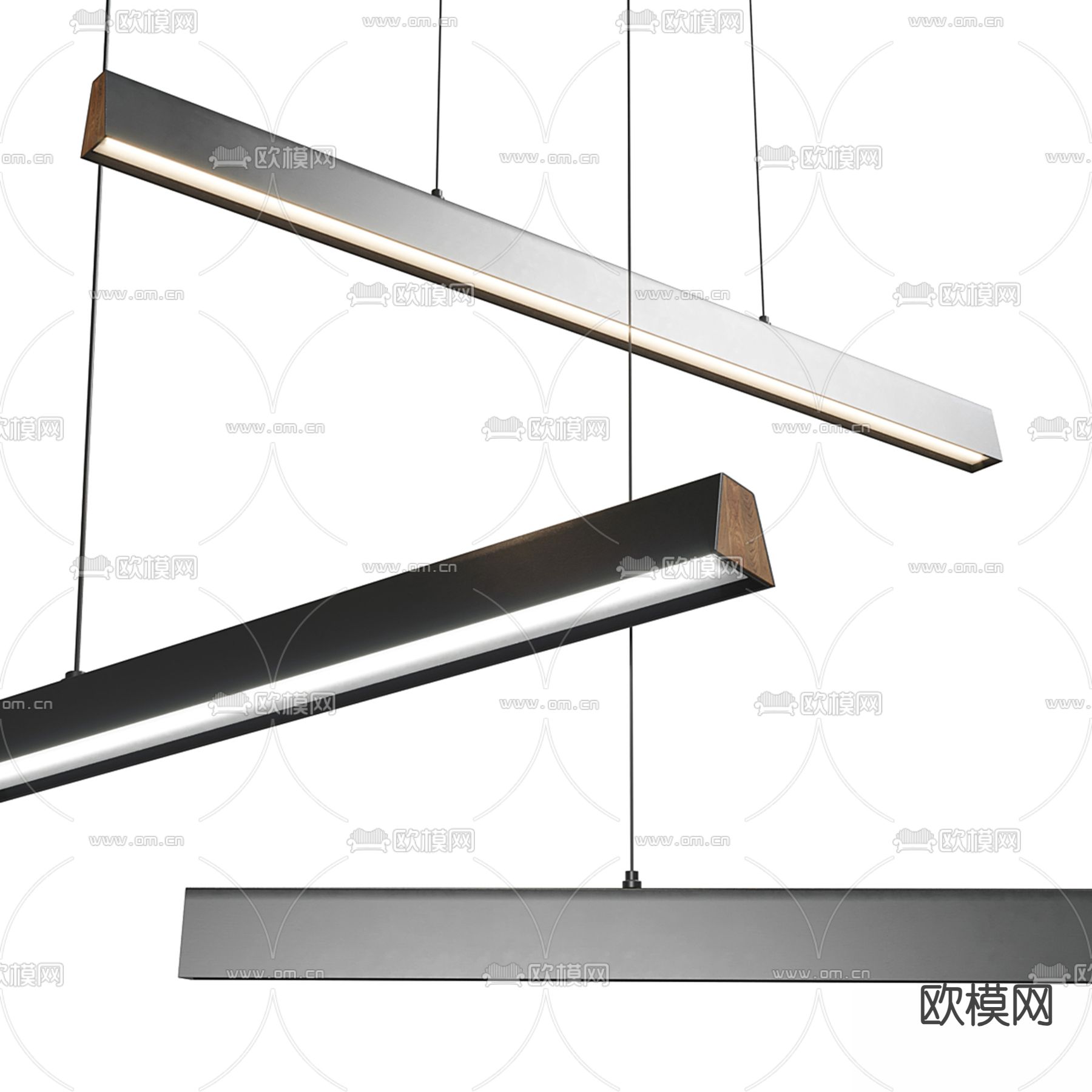 办公吊灯 长吊灯3d模型下载（渲染图1）
