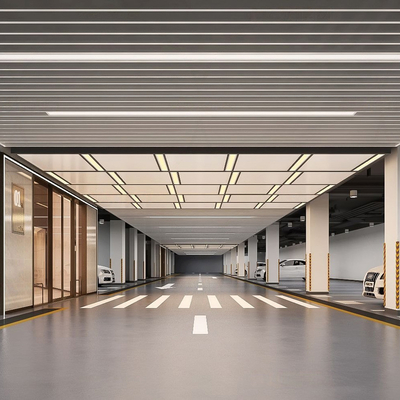  现代商场地下车库su模型 