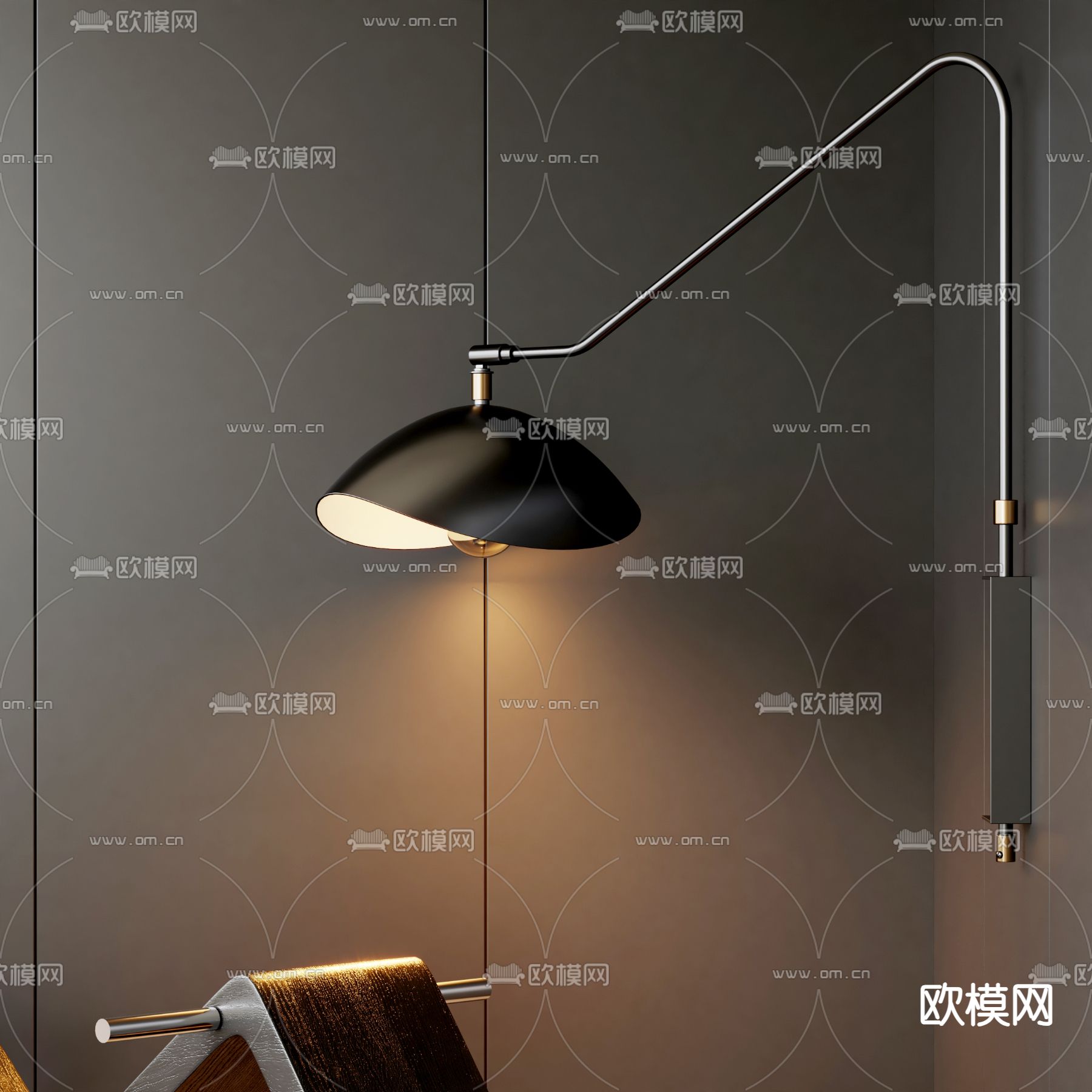 现代壁灯su模型下载（渲染图1）