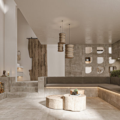  侘寂风民宿su模型 