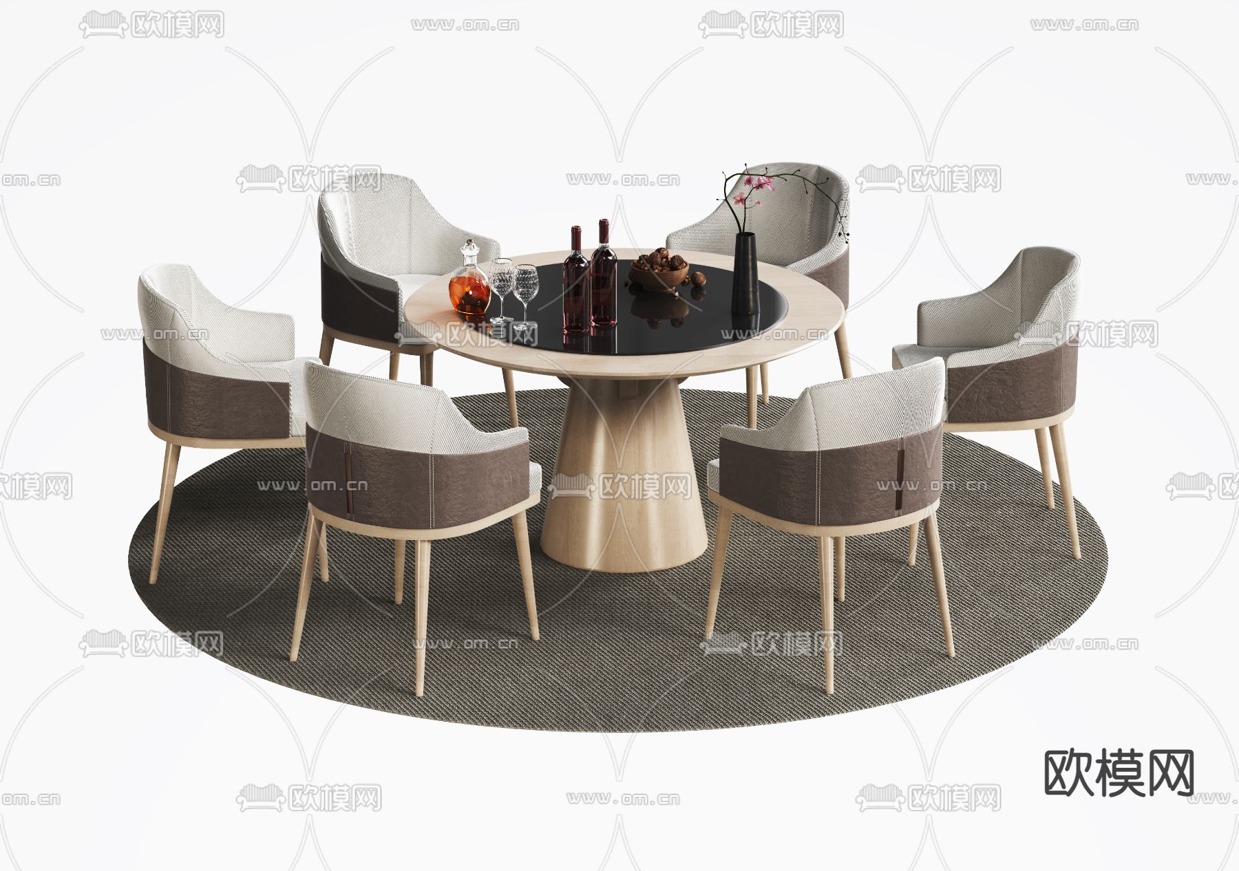 北欧餐桌椅3d模型下载