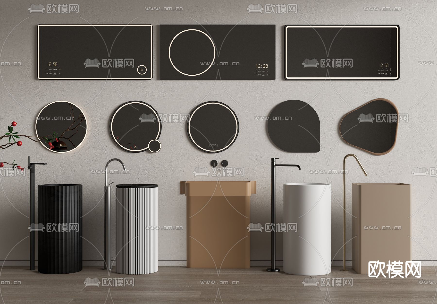 现代洗手台su模型下载（渲染图1）