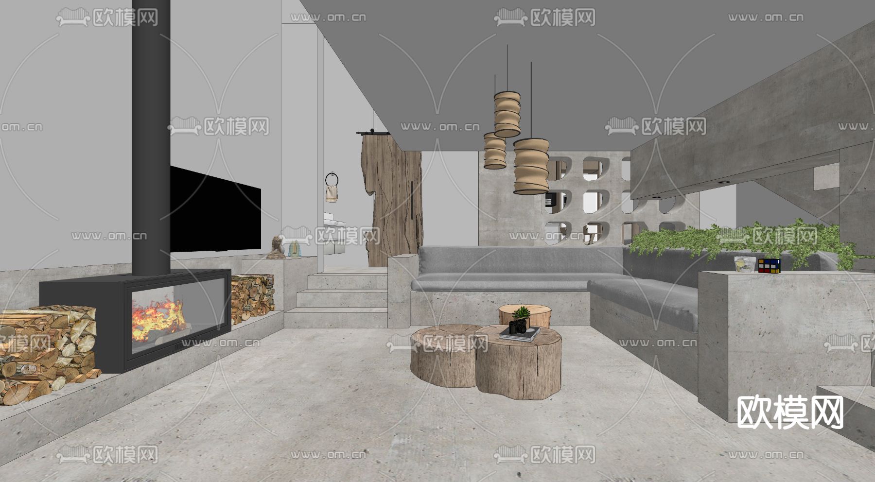 侘寂风民宿su模型下载（渲染图3）