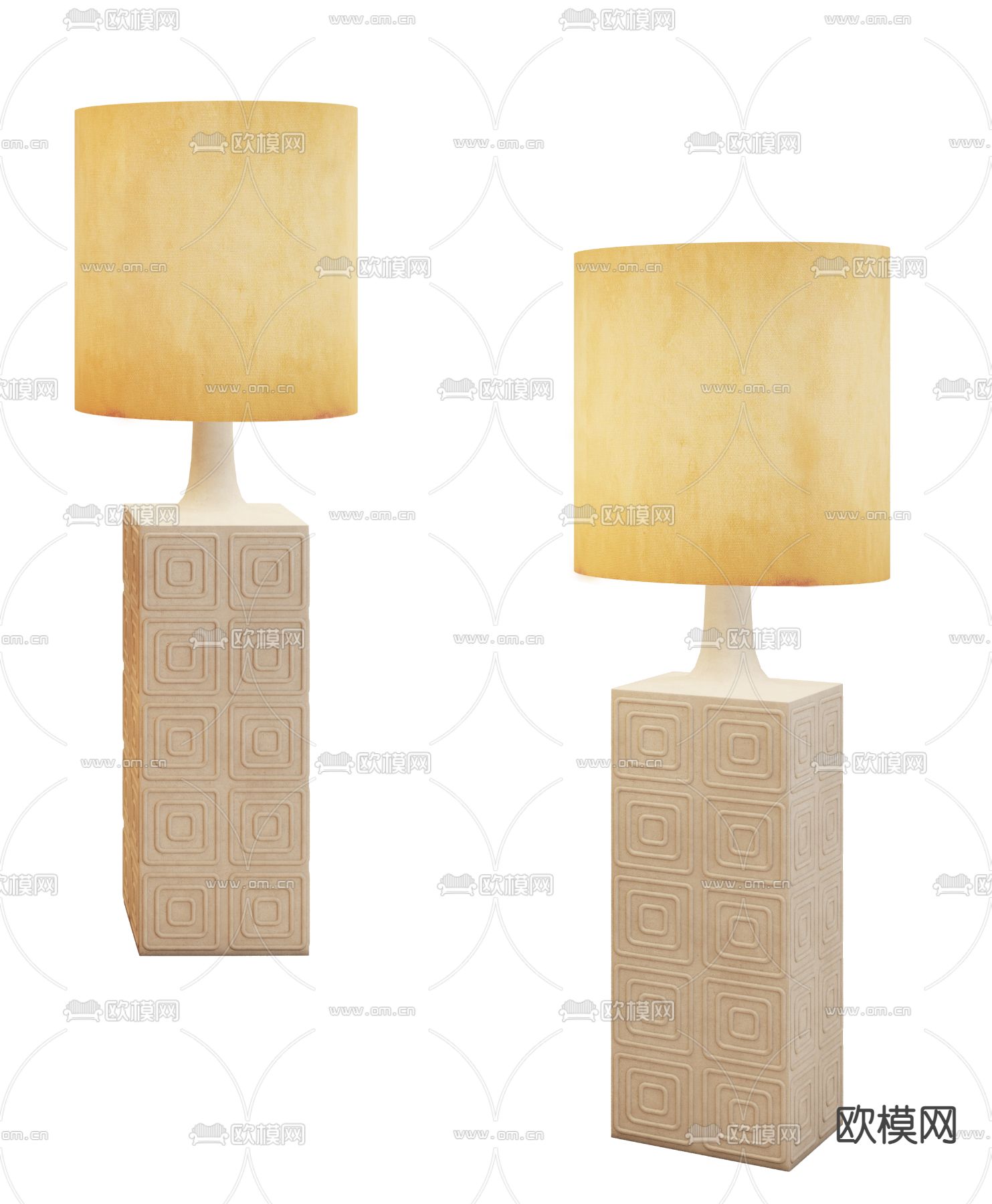 侘寂风台灯 石膏台灯3d模型下载