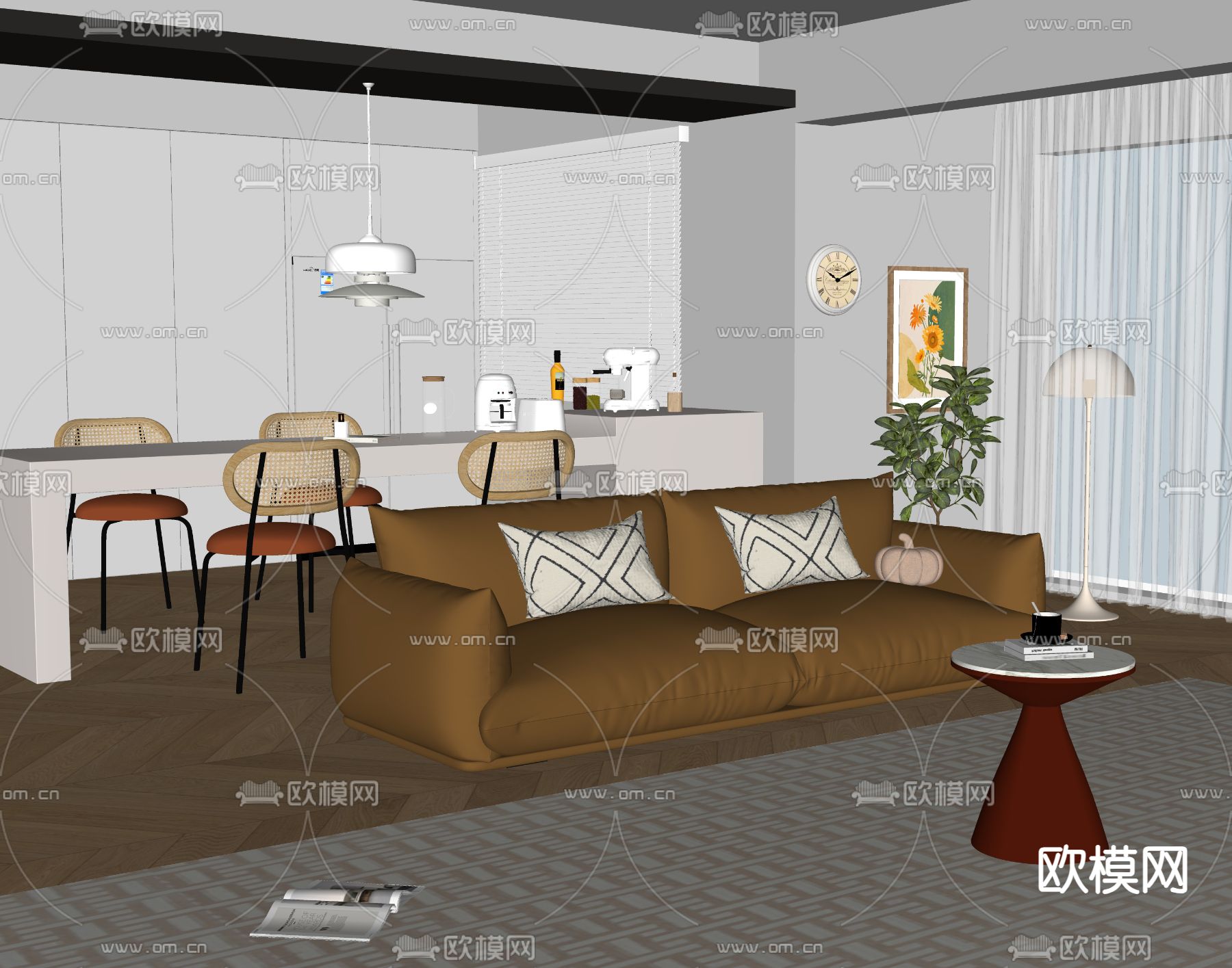 北欧客厅su模型下载（渲染图2）
